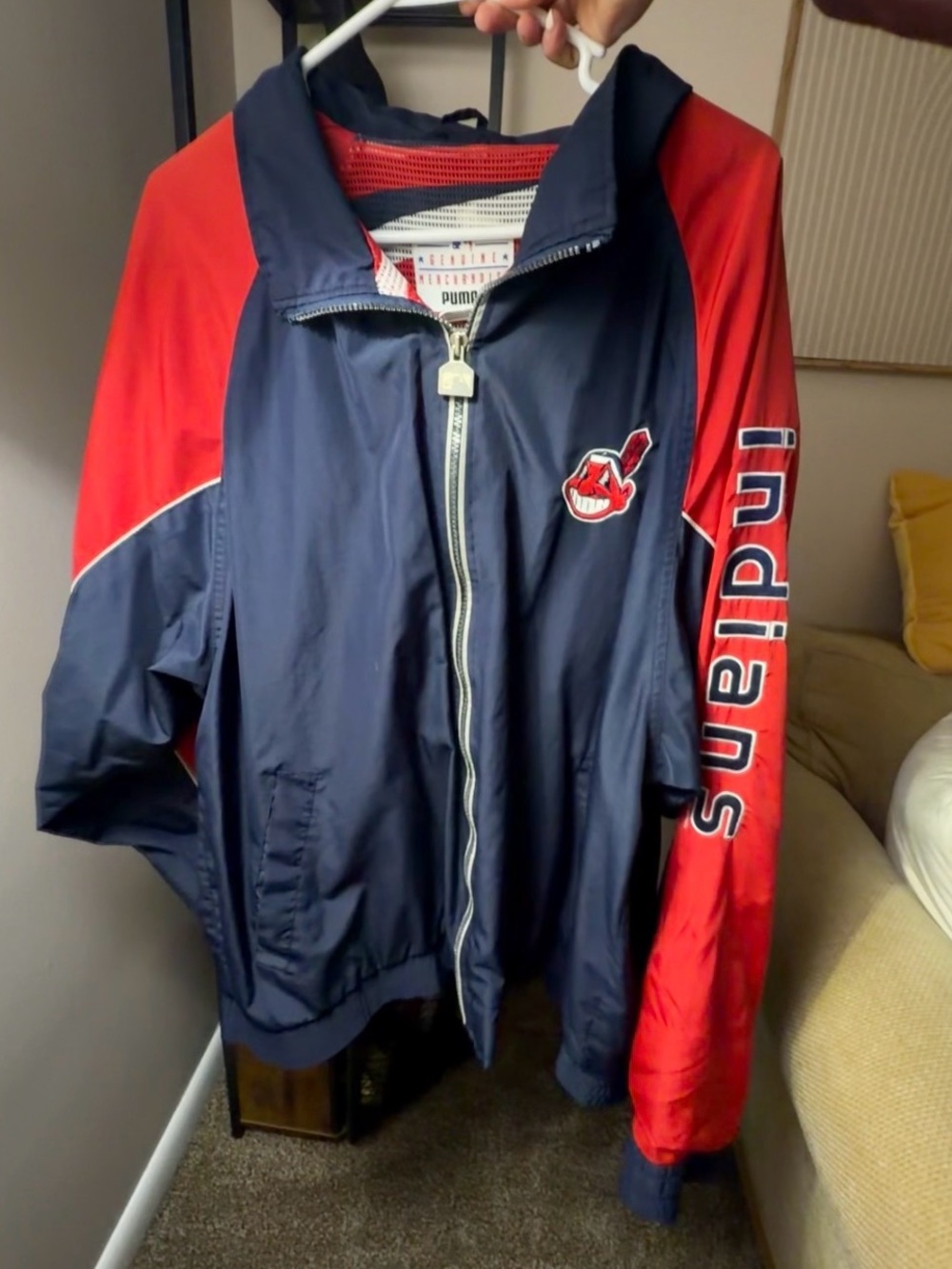 Vintage Cleveland Indians Navy & Red Windbreaker Jacket XL